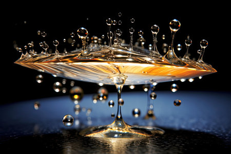 symphony of water droplets suspended in mid-air, capturing the beauty and elegance of liquid in motionの素材