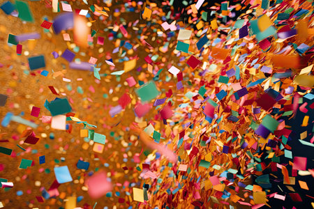 cascade of colorful confetti raining down, creating a festive and celebratory atmosphere of joy and excitementの素材