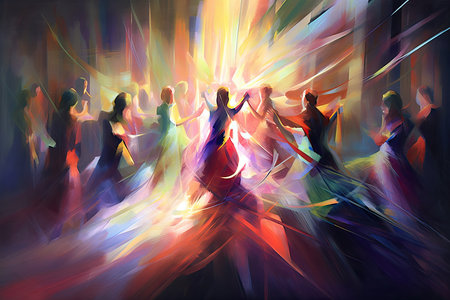 dance of vibrant light beams and abstract shadows, intertwining and creating an interplay of illumination and darknessの素材