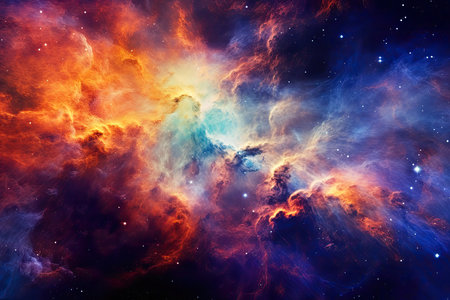 Cosmic Burst: dynamic panorama featuring explosive bursts of cosmic energy, swirling nebulae, and vibrant celestial colors, showcasing the awe-inspiring beauty of the universeの素材