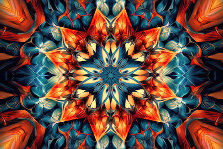Abstract Kaleidoscope: mesmerizing panorama of abstract patterns and shapes, blending together in a kaleidoscope of vibrant colors and intricate detailsの素材
