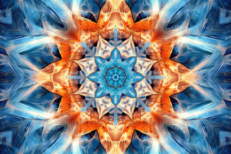 Abstract Kaleidoscope: mesmerizing panorama of abstract patterns and shapes, blending together in a kaleidoscope of vibrant colors and intricate detailsの素材