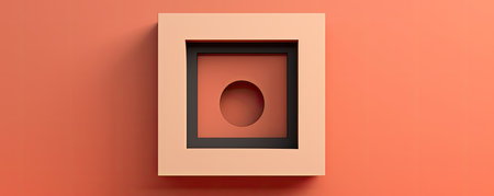 Panorama of clean and minimalistic background with a centered square, representing simplicity and balanceの素材