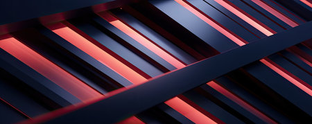 Panorama of modern and minimalistic background with intersecting diagonal stripes, creating a sense of movement and dynamismの素材