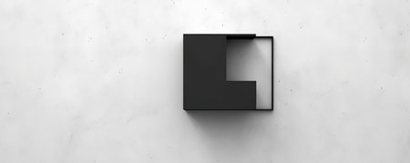 Panorama of minimalistic abstract background with a single rectangle, representing simplicity and stabilityの素材