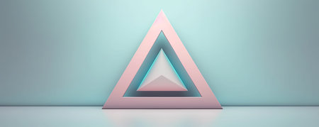 Panorama of clean and minimalistic background with a centered triangle, representing simplicity and balanceの素材
