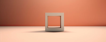Panorama of minimalistic abstract background with a single square, representing simplicity and stabilityの素材
