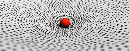 Panorama of minimalistic abstract background with a single dot, representing a focal point and the power of concentrationの素材