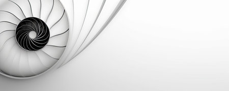 Panorama of elegant minimalistic background with a single spiral, evoking a sense of harmony and evolutionの素材