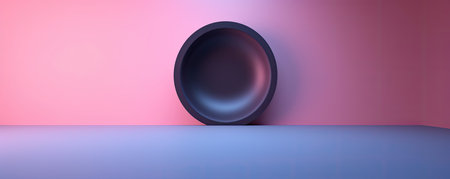 Panorama of minimalistic abstract background with a single ellipse, representing simplicity and eleganceの素材