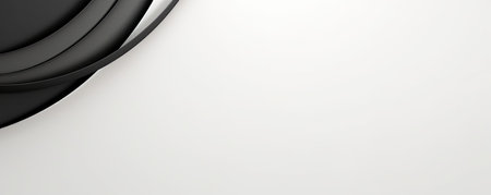 Panorama of Minimalistic business backdrop featuring a clean white surface with a single black line cutting through it, representing simplicity and eleganceの素材
