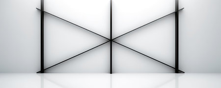 Panorama of Minimalistic business backdrop featuring a clean white surface with a single black line cutting through it, representing simplicity and eleganceの素材