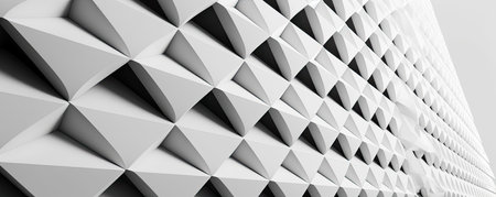 Panorama of clean and minimalist business backdrop with a grid of monochrome triangles, exuding simplicity, harmony, and modern aesthetics in the corporate worldの素材