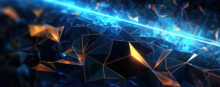 Panorama of Futuristic background with glowing geometric shapes and futuristic elements, symbolizing innovation and progress in the realm of businessの素材