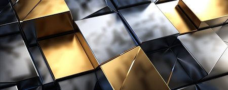 Panorama of Sleek and professional background with metallic accents and clean geometric shapes, exuding a sense of modernity and professionalism in businessの素材