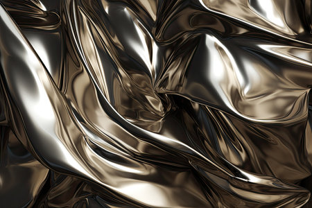 Abstract irregular shapes in metallic tones with subtle reflective textures for a futuristic feelの素材
