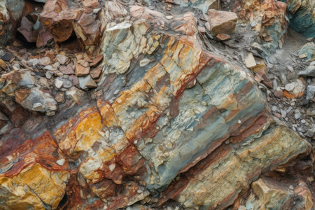 Abstract Pattern of Colorful Mineral Deposits on a Rock Surfaceの素材