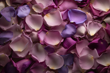 beautiful and refreshing wallpaper featuring a mix of purple and lavender rose petals, creating a soothing and relaxing atmosphereの素材