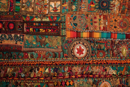 Ethnic Motifs Tapestry captivating tapestry featuring an array of intricate and colorful motifs inspired by traditional ethnic designの素材