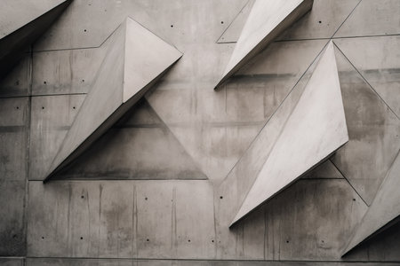 Minimalist Geometric Shapes in Rough Concrete Texture in Neutral Tonesの素材