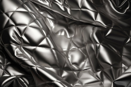 Metallic silver leather texture with reflective surface and futuristic feelの素材
