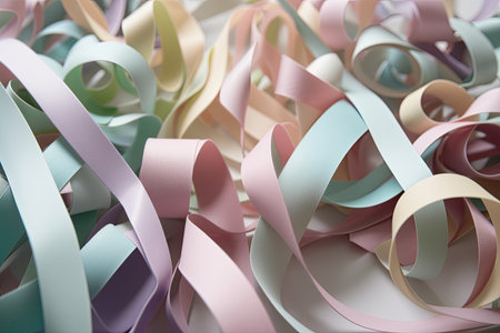 Ribbon patterns in pastel colors on a light backgroundの素材