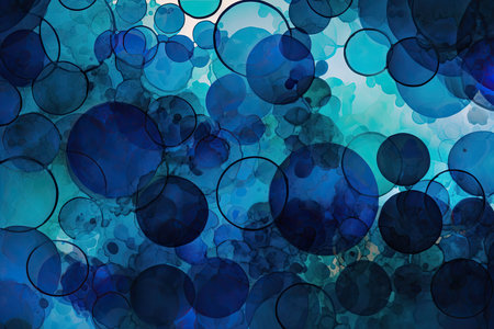 mesmerizing display of layered circles in varying sizes and shades of blue, creating a sense of movement and depthの素材