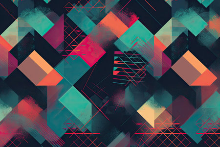 Retro-inspired wallpaper with a noisy and grainy texture and vibrant colorsの素材