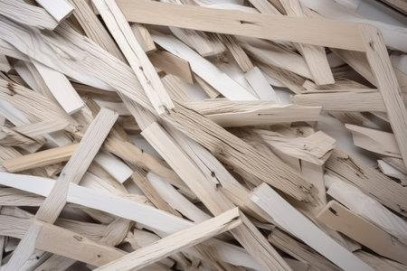 Minimalistic background of splintered wood with clean lines and neutral colorsの素材