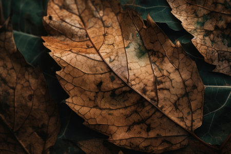 Nature-Inspired Frayed Edges of Leaf Veins in Earthy Tonesの素材