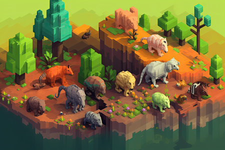 Pixel Art Design of a Quirky and Playful Animal Kingdomの素材