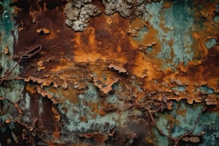 Rusted Metal Texture with Layers of Flaking Paint and Corrosionの素材