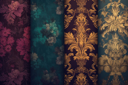 Victorian-inspired patterns in rich jewel tones for a luxurious and elegant wallpaperの素材