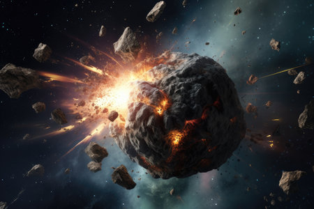 Wallpaper of an Asteroid Collision in the Universeの素材