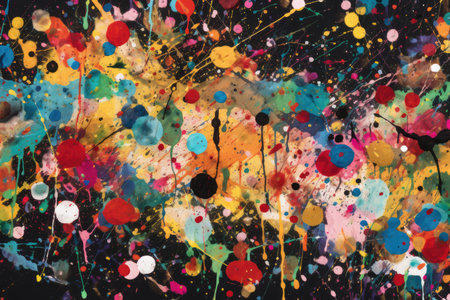 Whimsical splattered paint wallpaper with playful and lively colors, creating a fun and vibrant atmosphereの素材