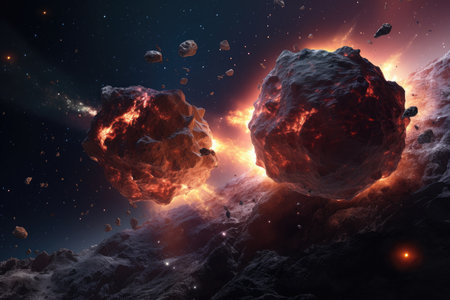 Wallpaper of a Asteroid Collision in the Universeの素材