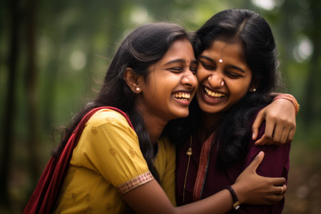 A Joyful Exchange of New Year Greetings Among Teammates as They Hug and Laugh Togetherの素材