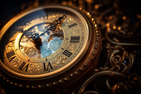 The Final Moments Before the New Year as Captured in a Close-Up Shot of an Antique Clockの素材