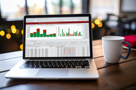 Colorful spreadsheet displaying the intricate holiday sales data during the Christmas seasonの素材