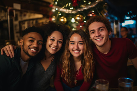 A Multicultural Group of Friends Taking a Moment to Reflect Before the New Year Celebrations Kick Offの素材