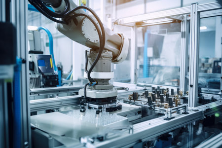 Close-up of Multi-functional Industrial Robot in Actionの素材