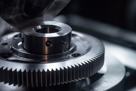 Precision Macro Shot of a Rotary Table Gear in Motionの素材