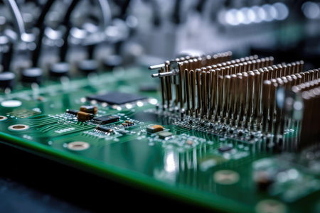 Precision Engineering: Capturing the Intricate Process of Advanced Circuit Board Assembly with High-Quality Macro Imagingの素材
