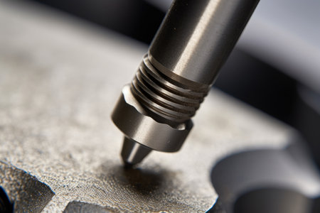 Precision Macro Examination: Assessing Material Hardness with Industrial Tester Needle on Textured Metal Surfaceの素材