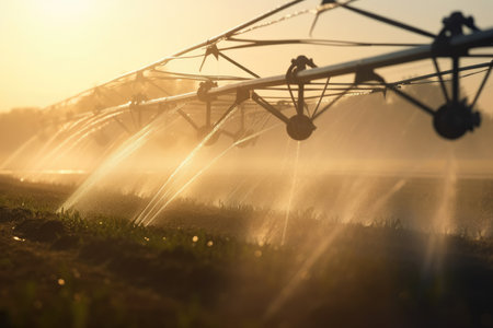 Misty Sunset: Efficient Macro Irrigation Technology Nurturing Rural Farm Growthの素材