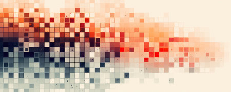 Clean and modern geometric patterns merging into a minimalist representation of data flowの素材