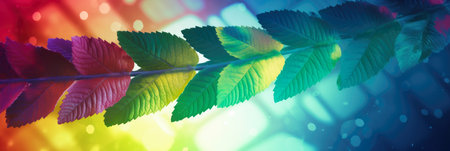 simplified panorama depicting a stylized DNhelix made from leaves, against a vibrant gradient background, symbolizing bioengineeringの素材