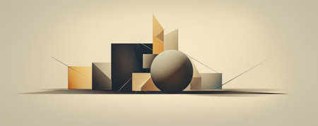 Minimalist panorama featuring sleek lines and geometric precision, representing the elegance of technological advancementsの素材