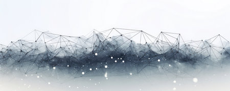 Sleek lines and subtle gradients forming a minimalist panorama of interconnected digital nodesの素材