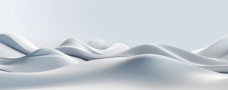 A minimalist panorama featuring white abstract lines and curves against a backdrop of simplicity and eleganceの素材